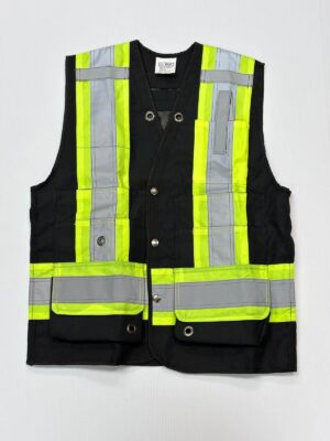 BLACK Surveyors Vest W/ Back Pocket