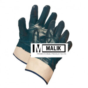 Blue Nitrile Fully Coated Work Gloves, Cotton Supported, Safety Cuff 005-00657-I-10